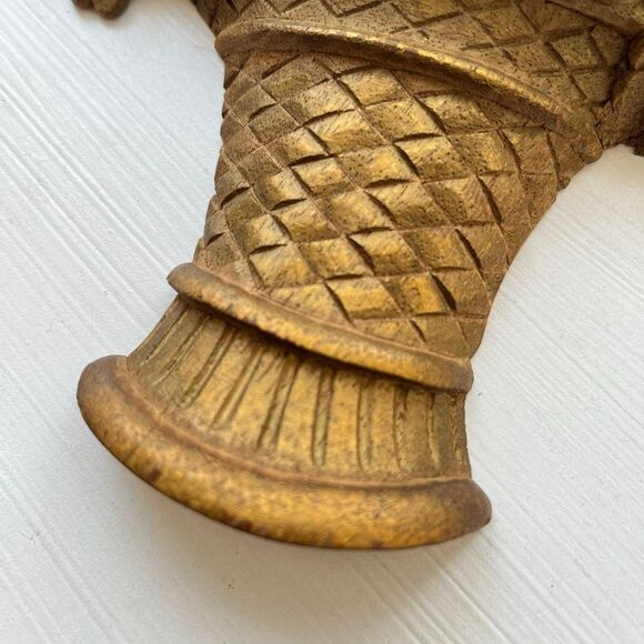 VTG Hand Carved Gilt Wood Floral Decor Old World Style 9.5" - Picture 2 of 8